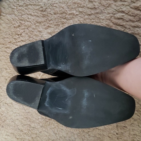 Mudd brown faux leather embroidered slip on mules, 2" block heel, women'… - Picture 9 of 9